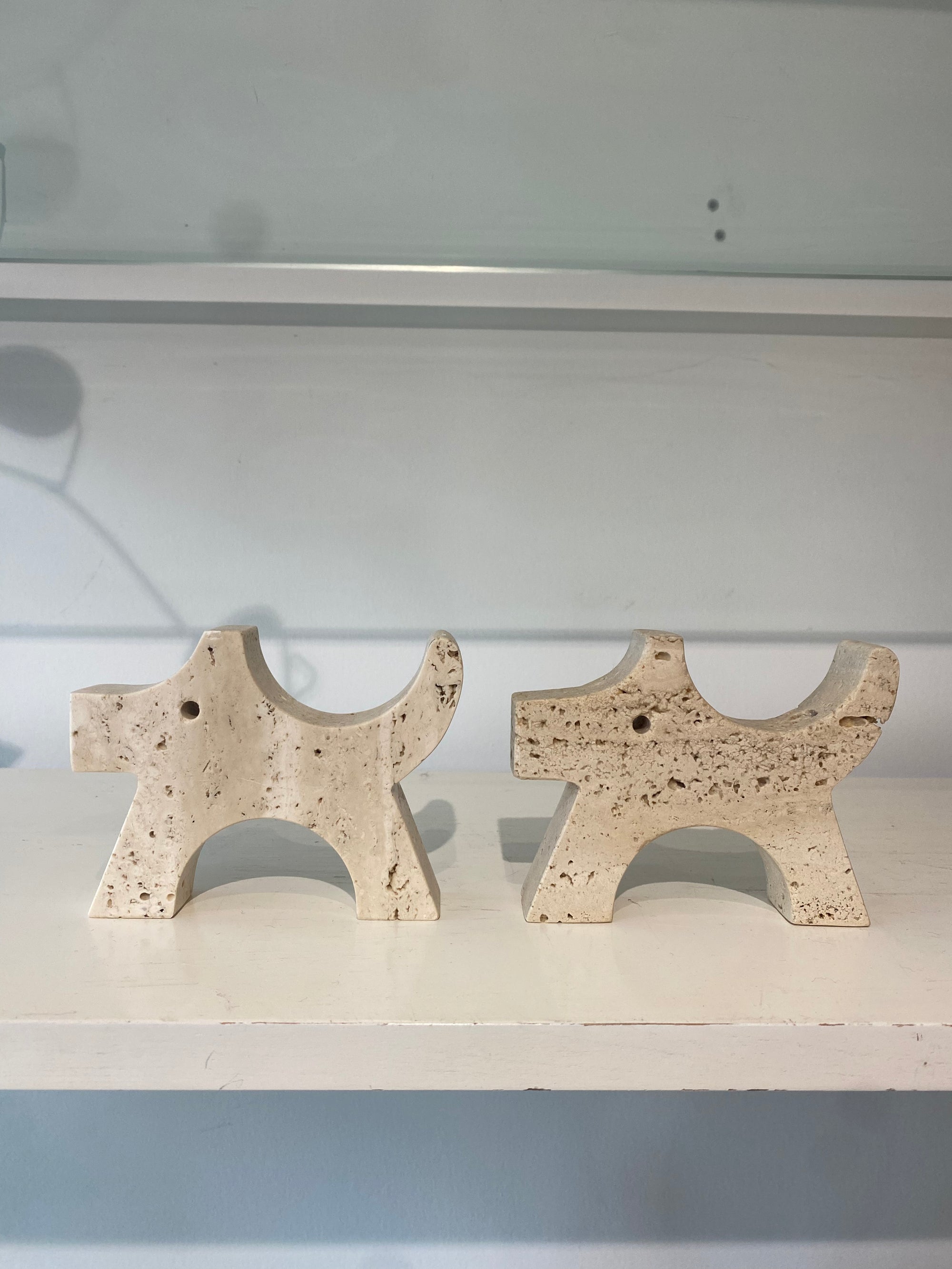 Fratelli Mannelli Travertine Medium Scotty Dog Pair