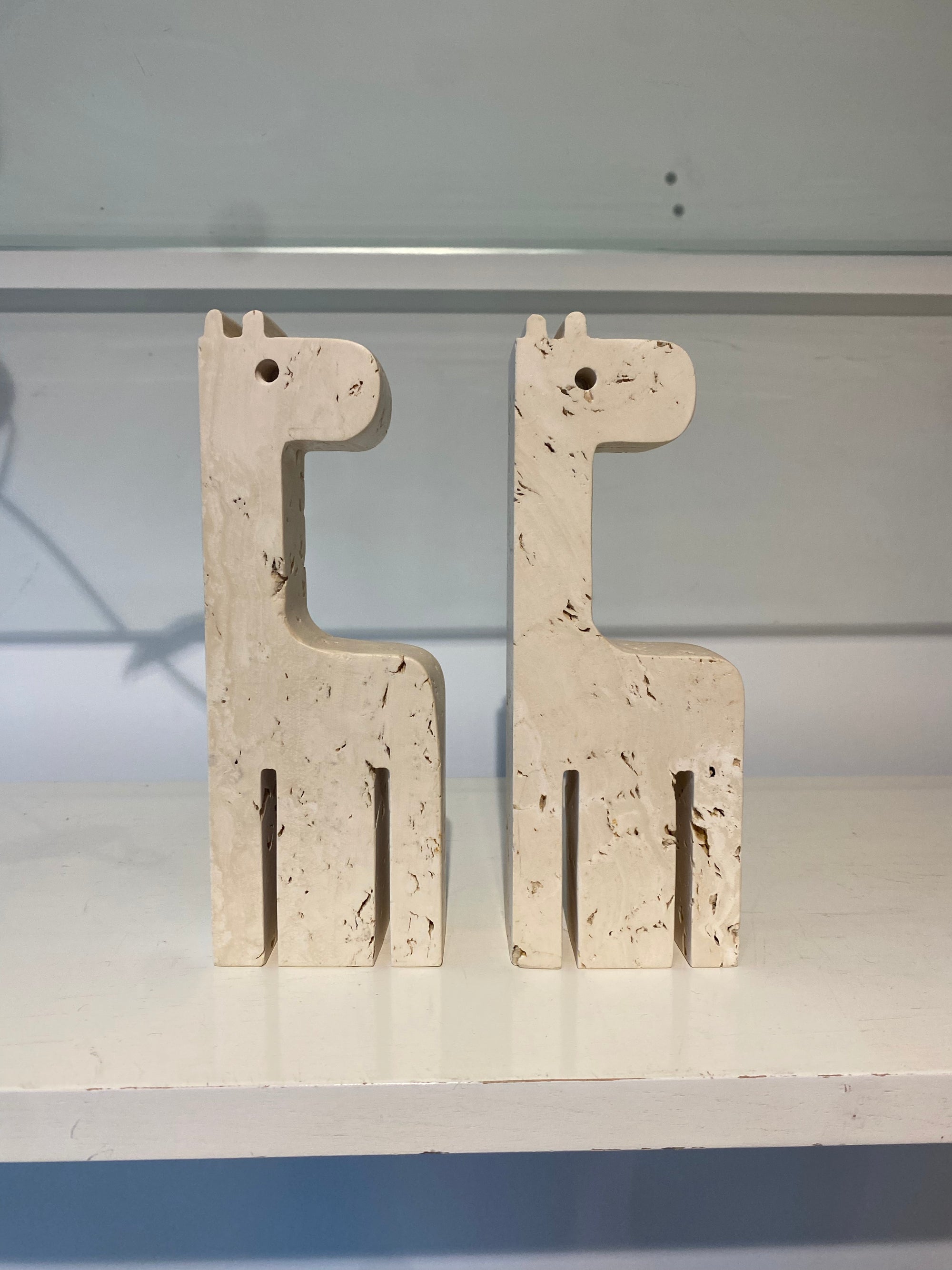 Fratelli Mannelli Travertine Medium Giraffe Pair