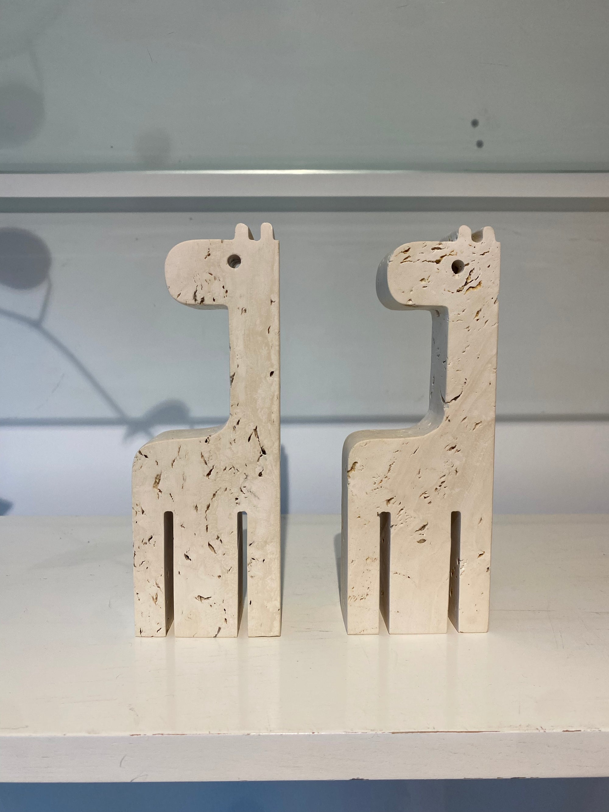 Fratelli Mannelli Travertine Medium Giraffe Pair