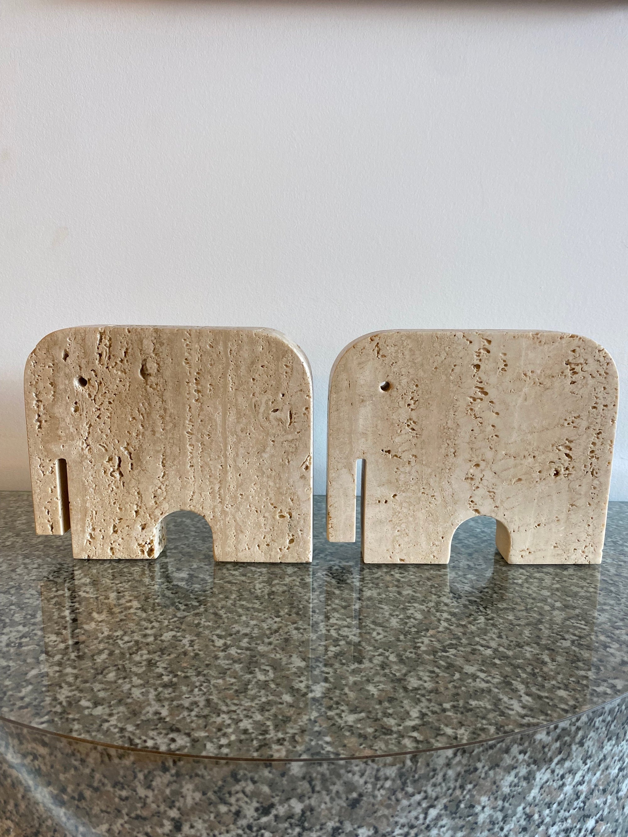 Fratelli Mannelli Travertine Large Elephants (Pair)