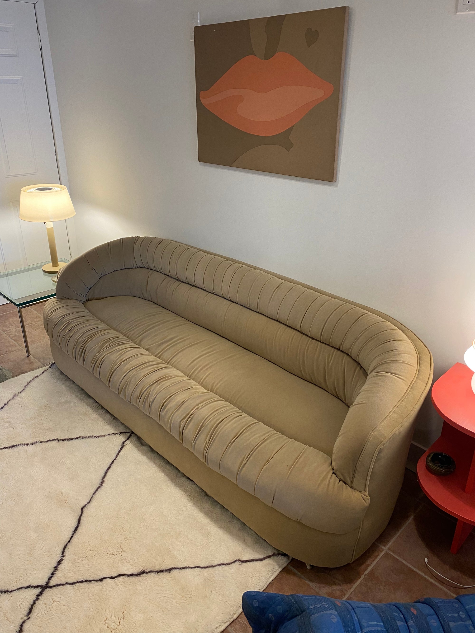 Beige Velour Selig Sofa