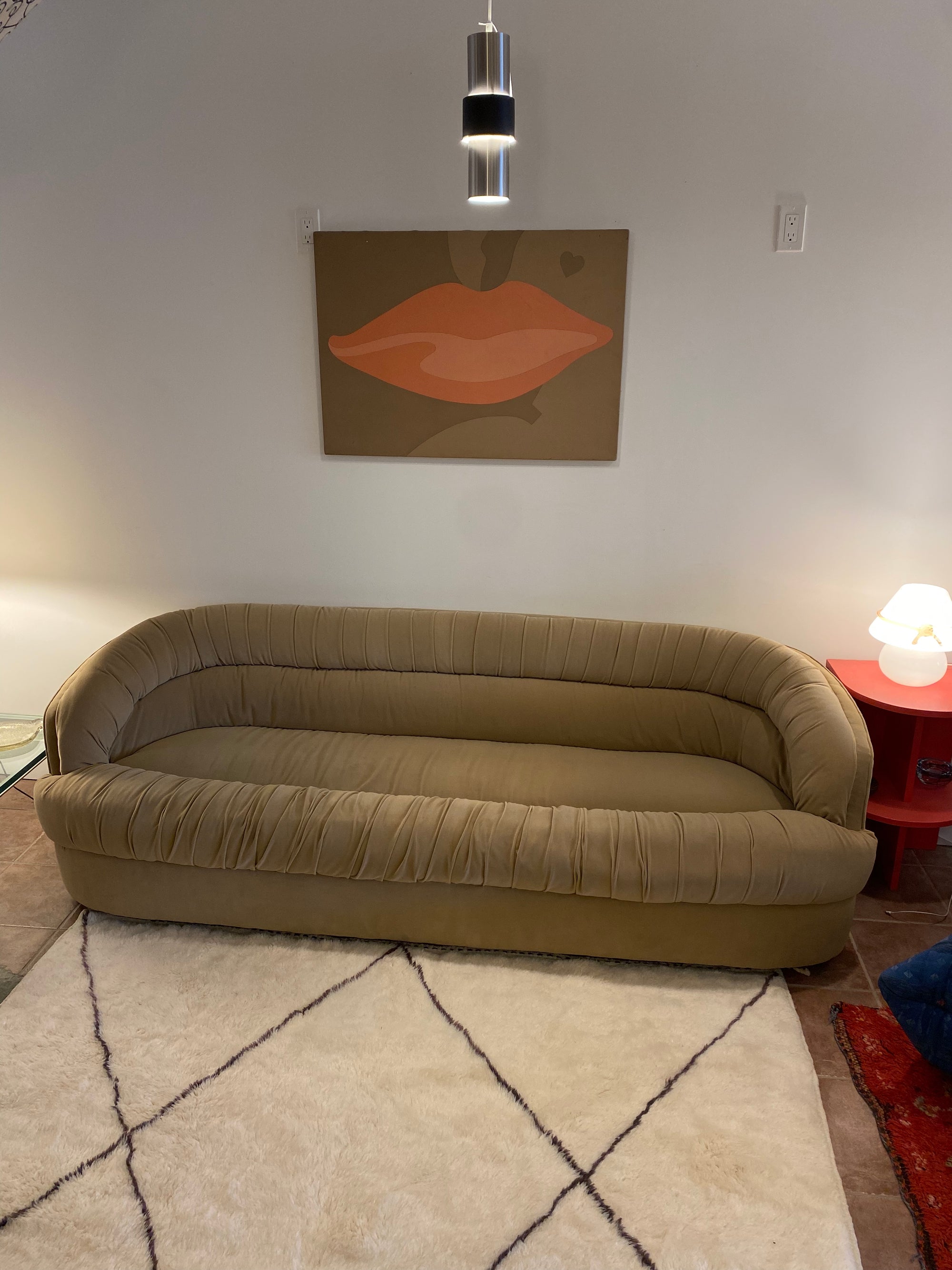 Beige Velour Selig Sofa