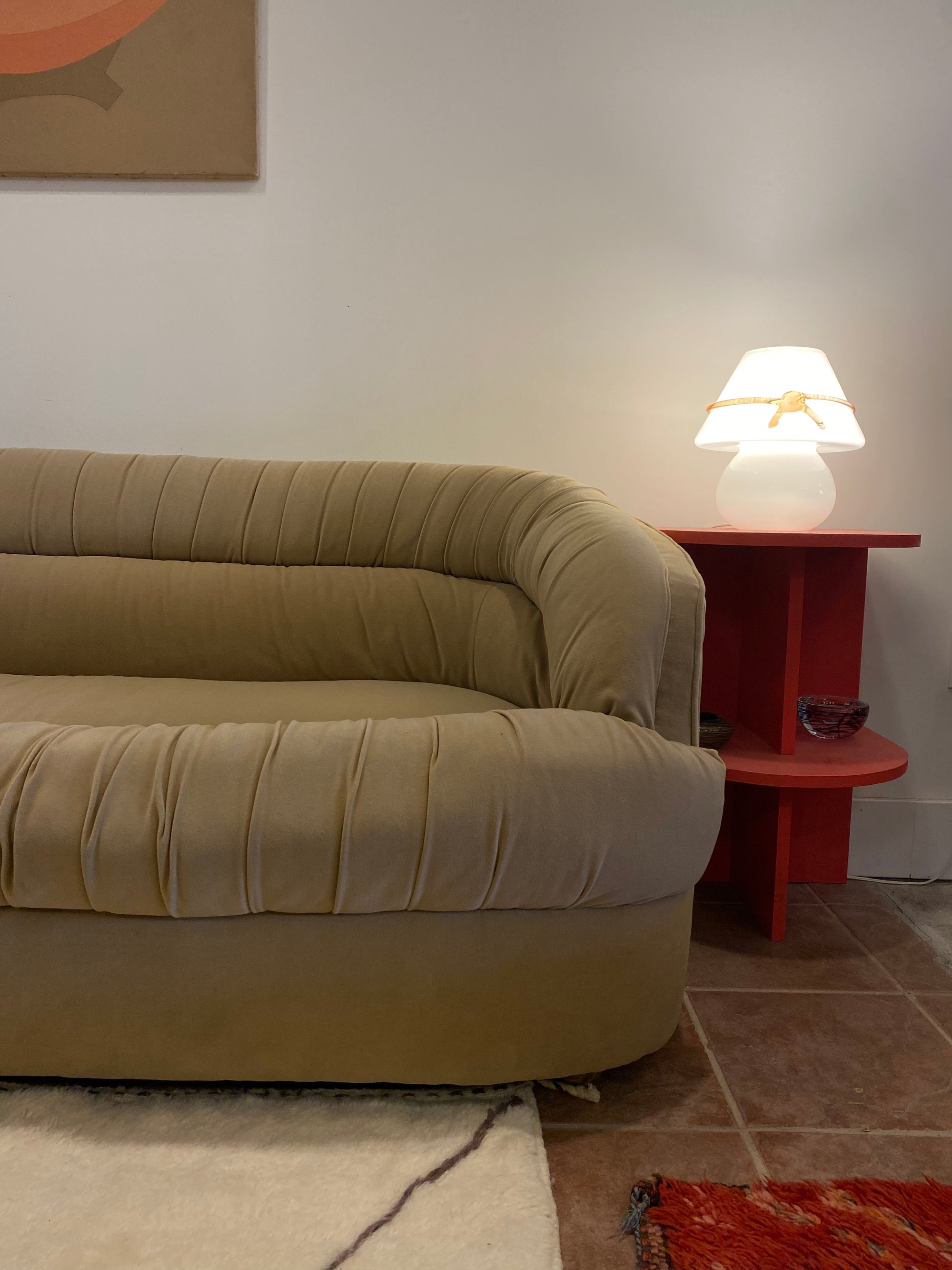 Beige Velour Selig Sofa