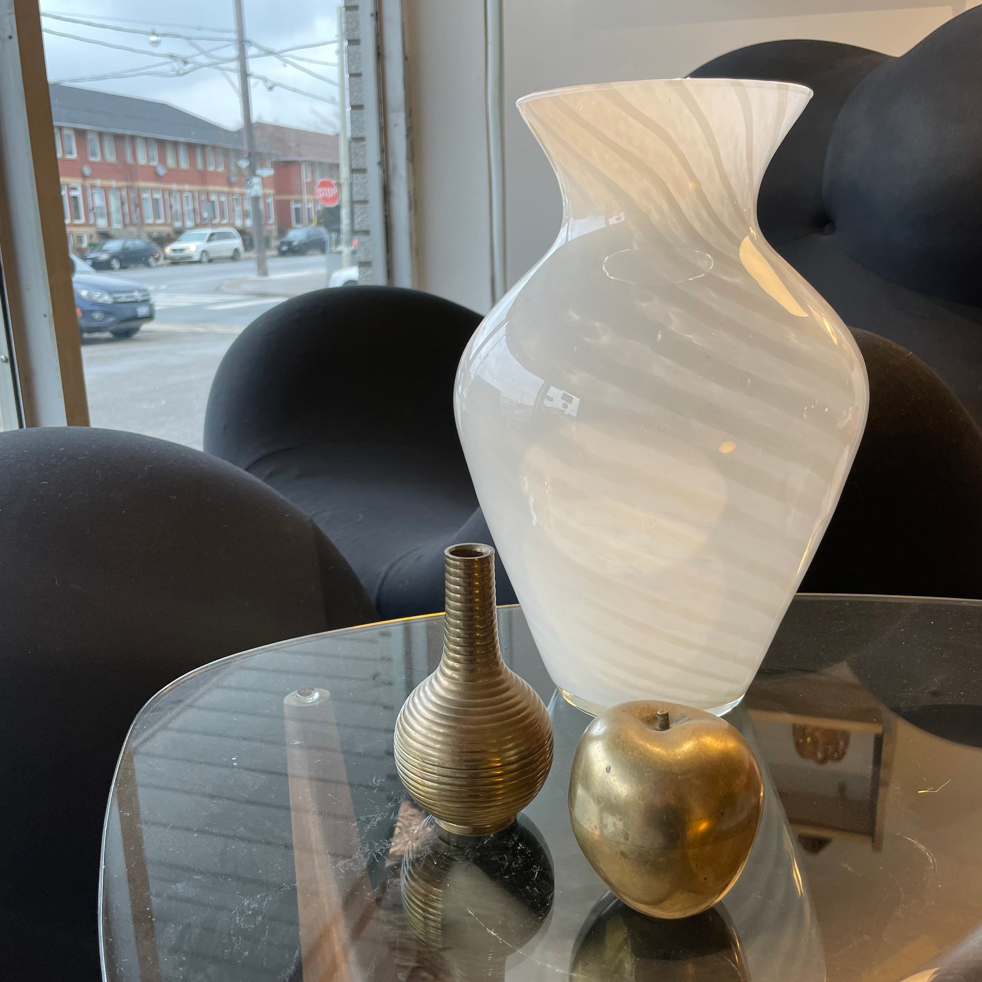 White Murano Swirl Vase