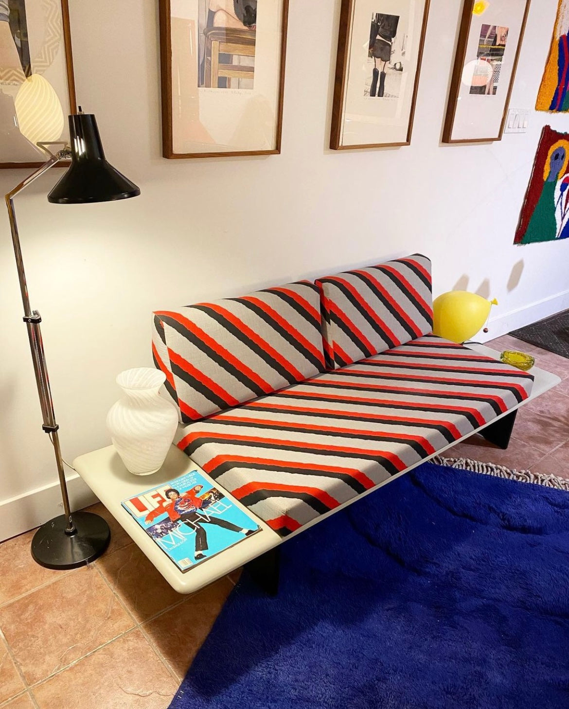 Graphic 80’s Lacquer Bench Sofa
