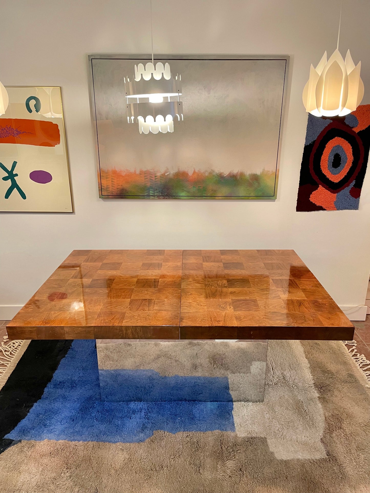 Milo Baughman Walnut & Chrome Dining Table