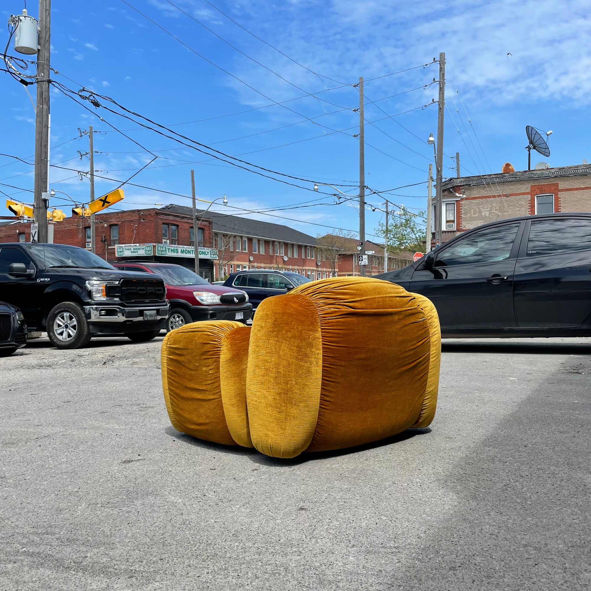 Gold Velour Bubble Chairs