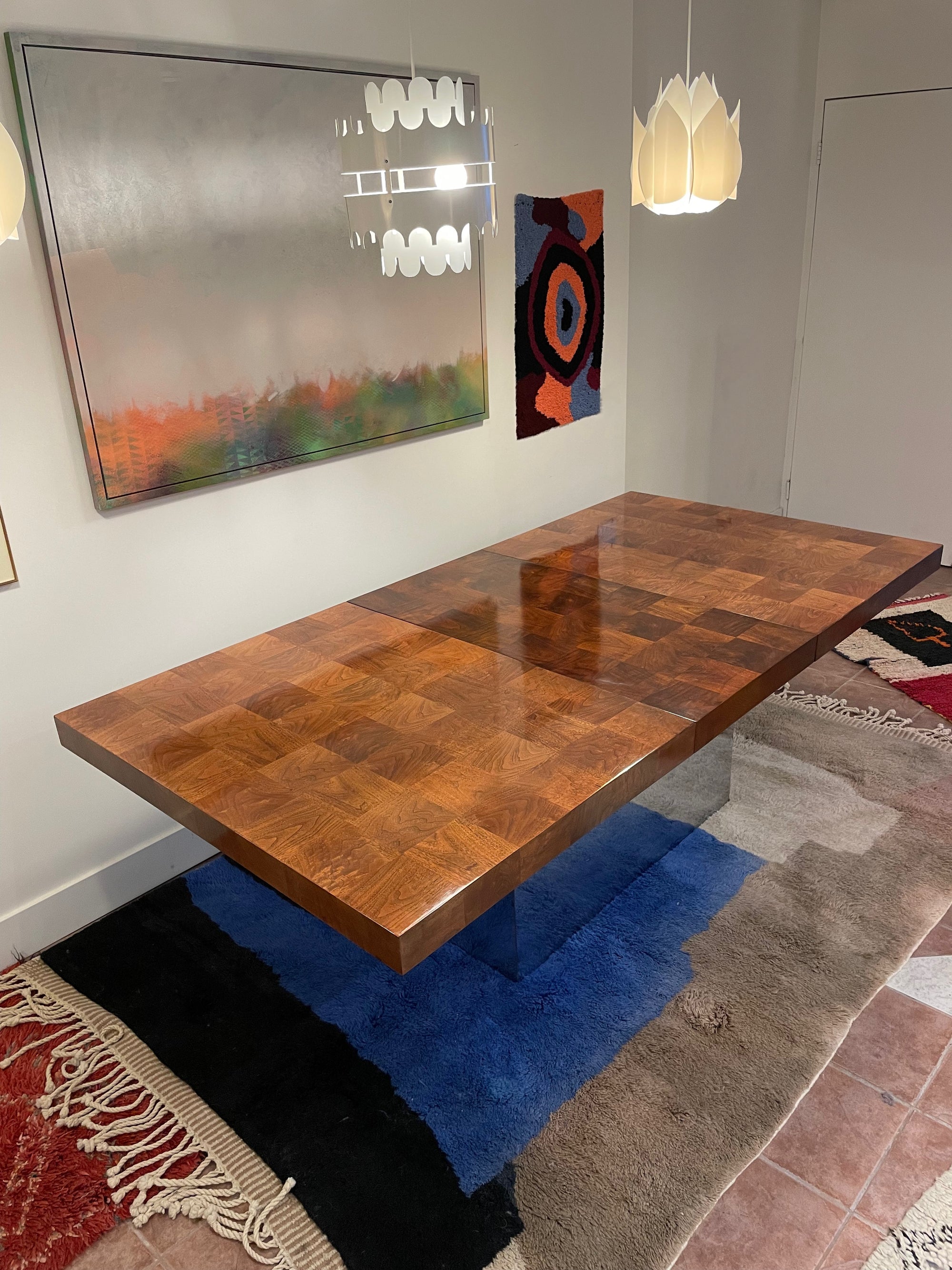 Milo Baughman Walnut & Chrome Dining Table