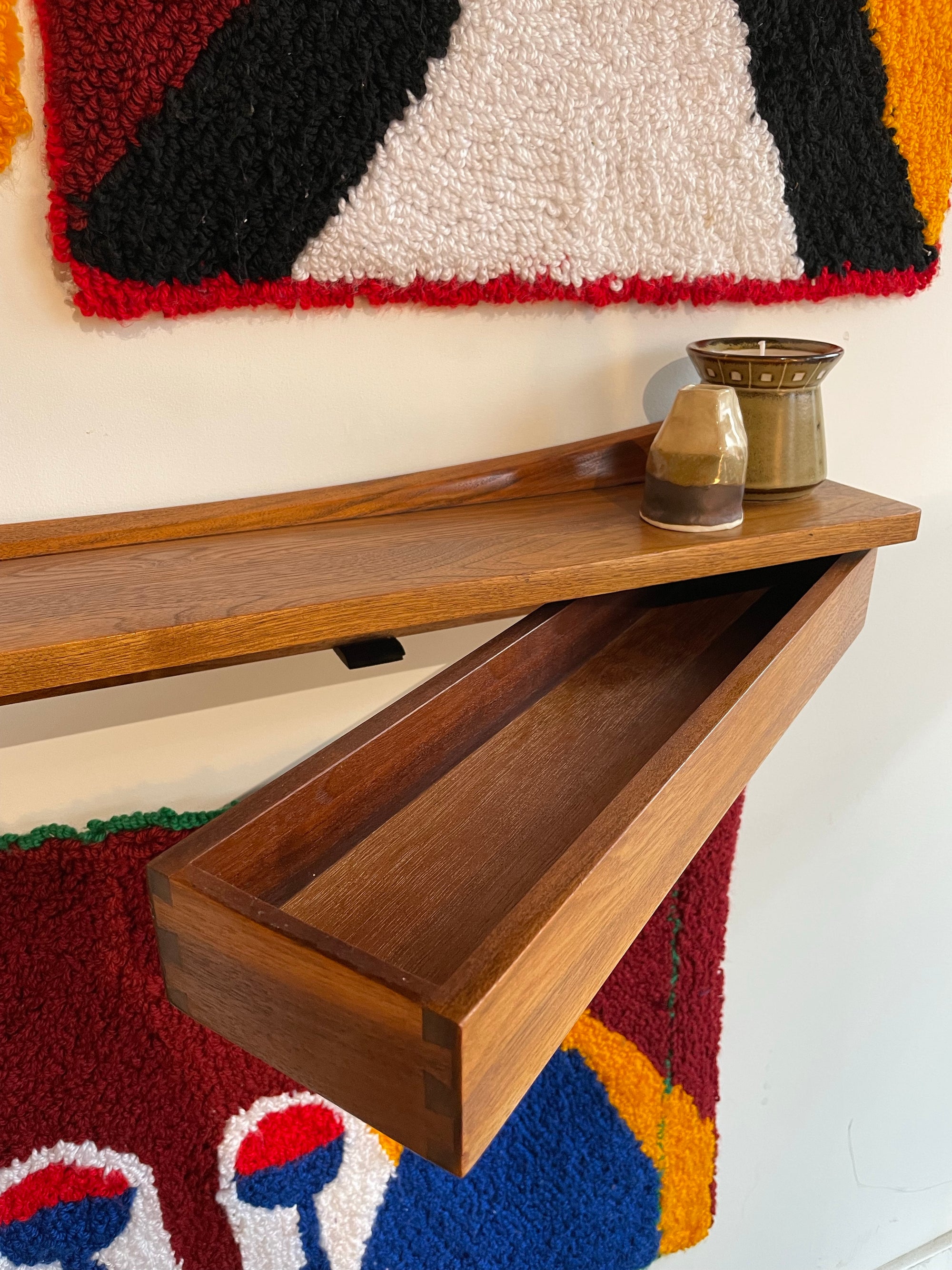 Walnut Shelf w/ Swing Drawer