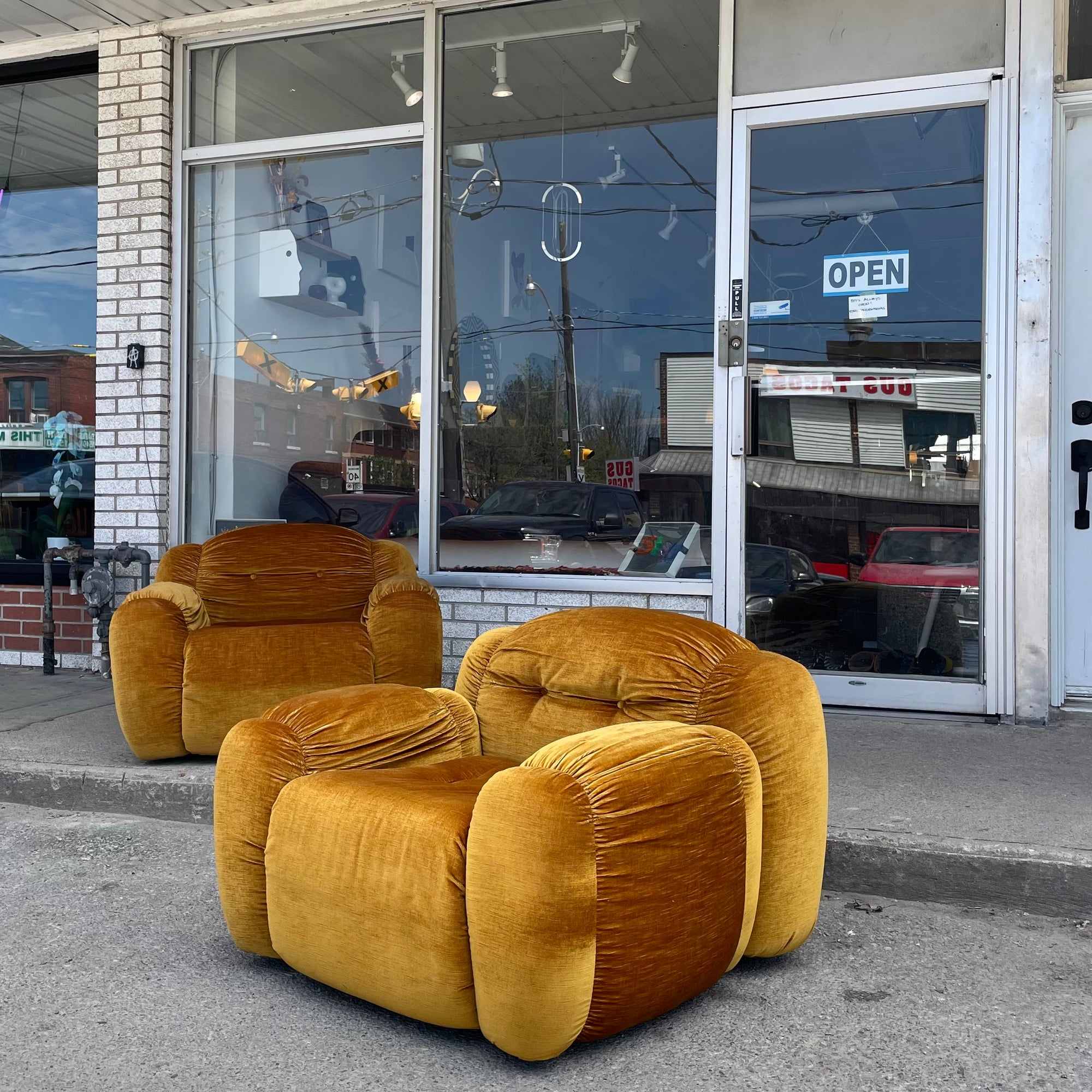 Gold Velour Bubble Chairs