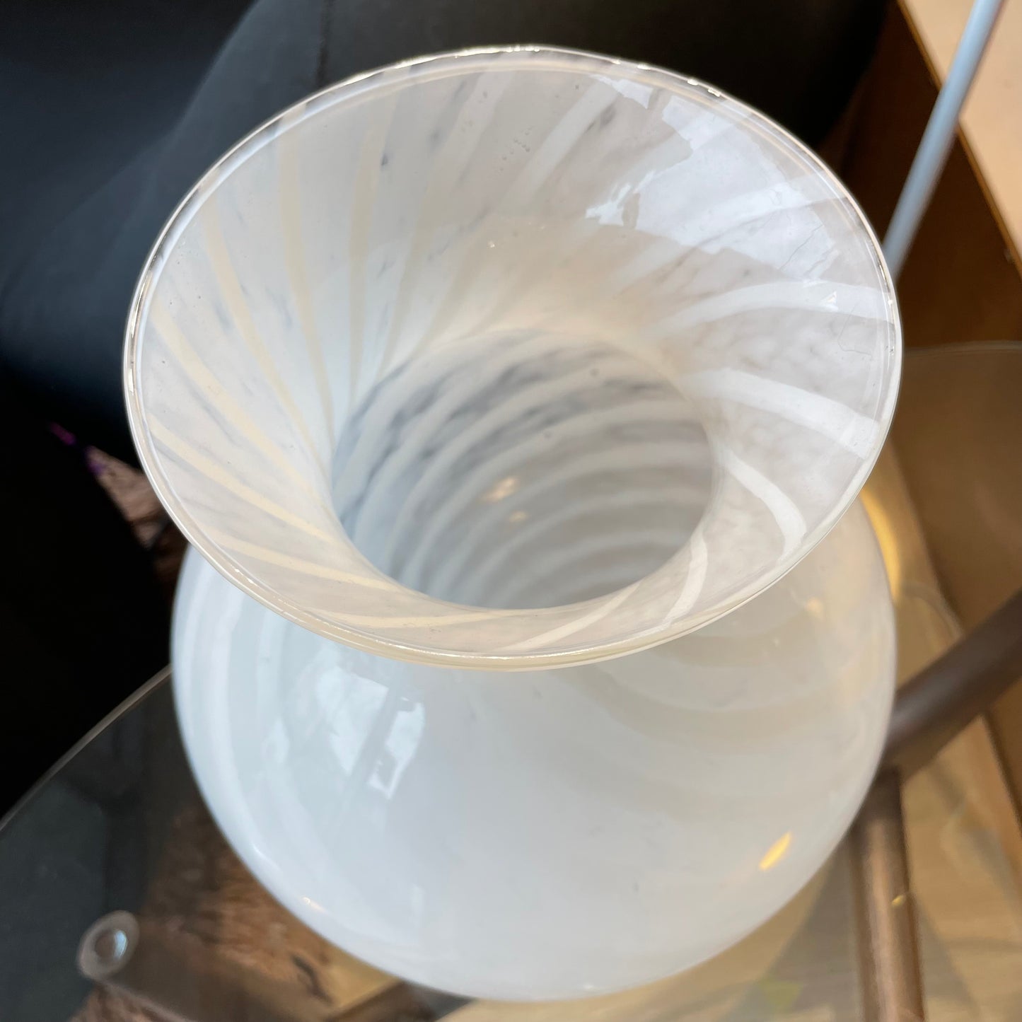 White Murano Swirl Vase