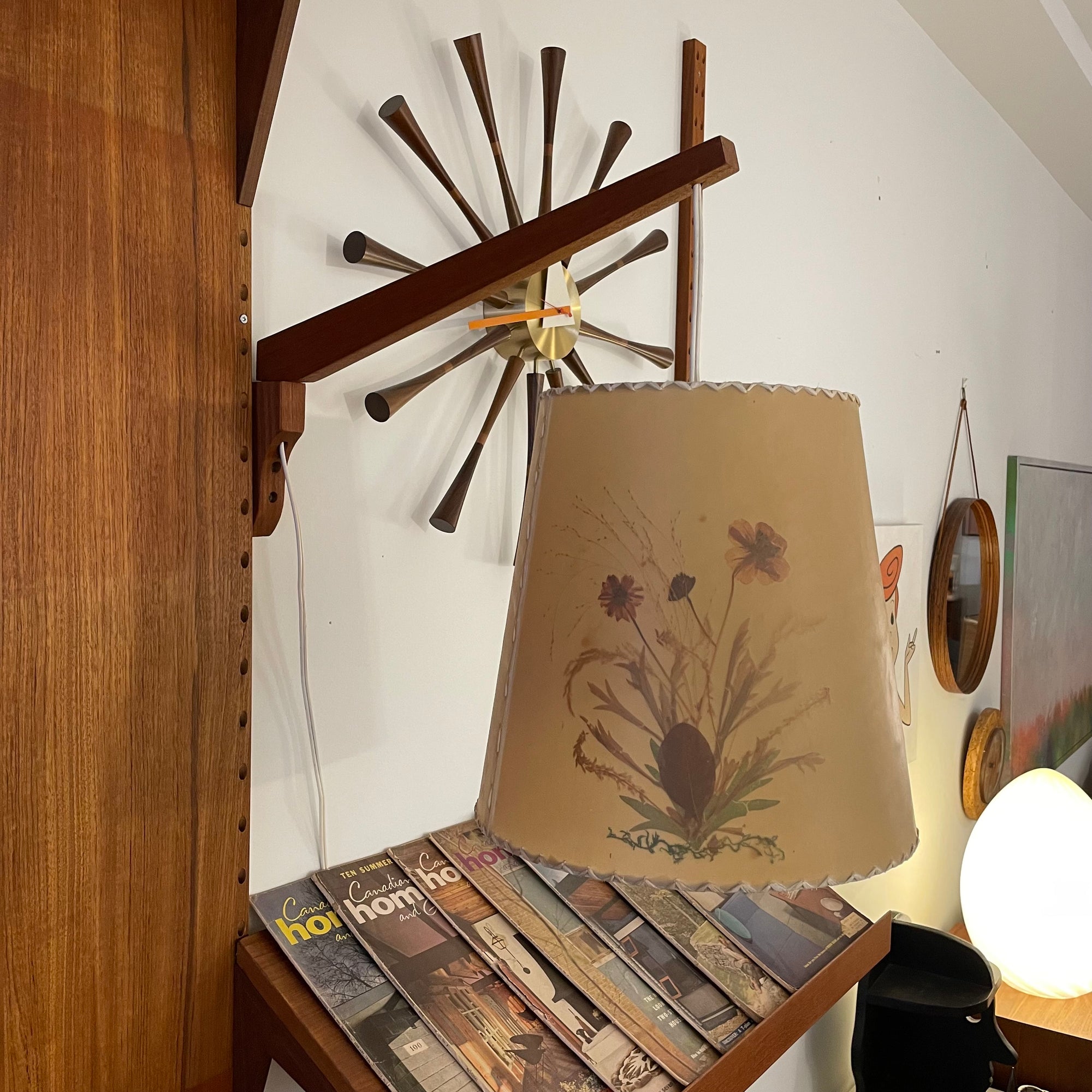 Teak Pressed Flower Swing Lamp