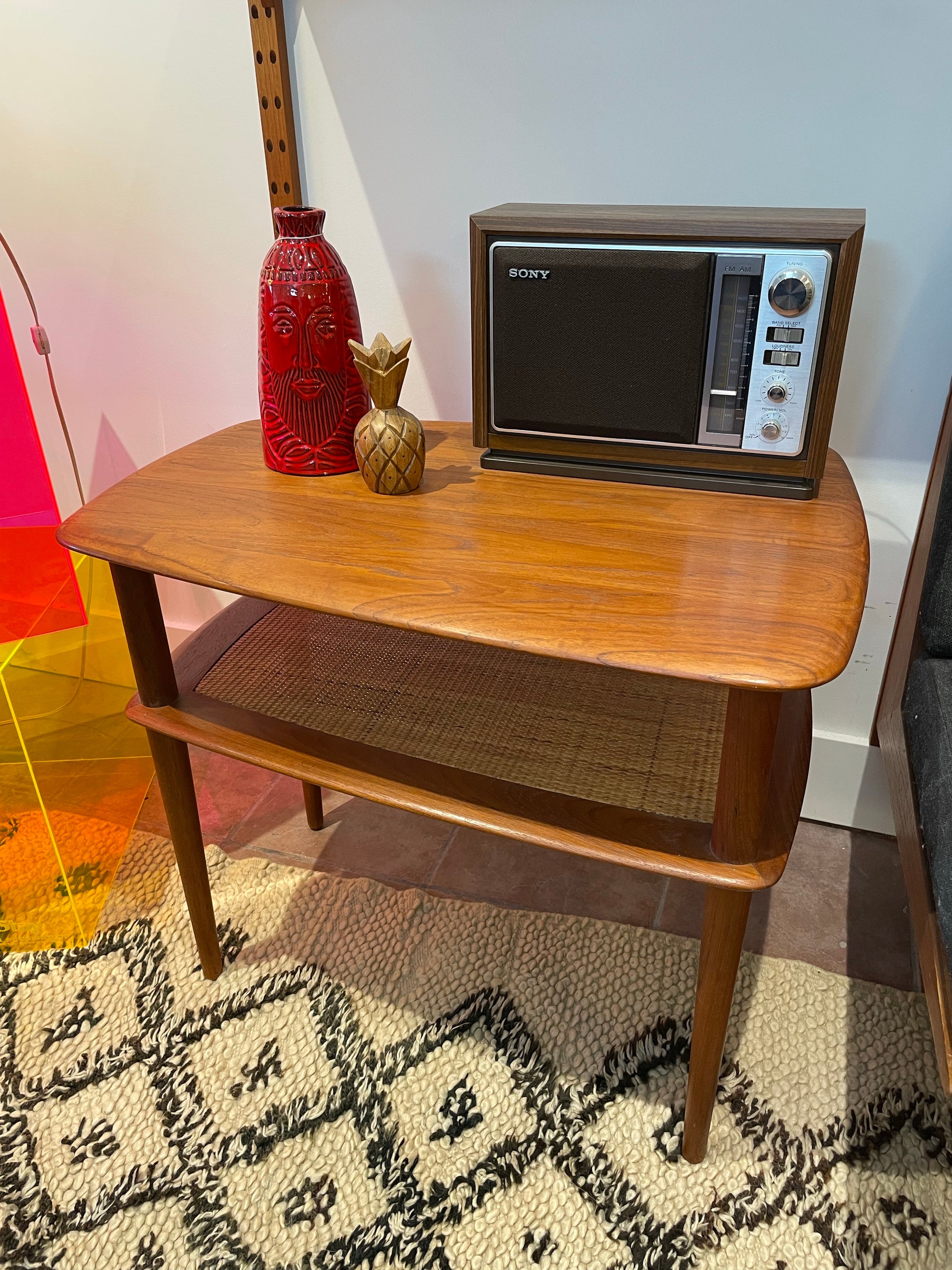 France and Sons Teak & Cane Side Tables