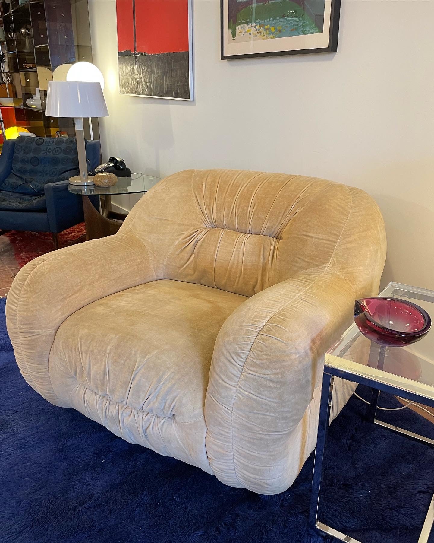 Beige Ruched Armchair