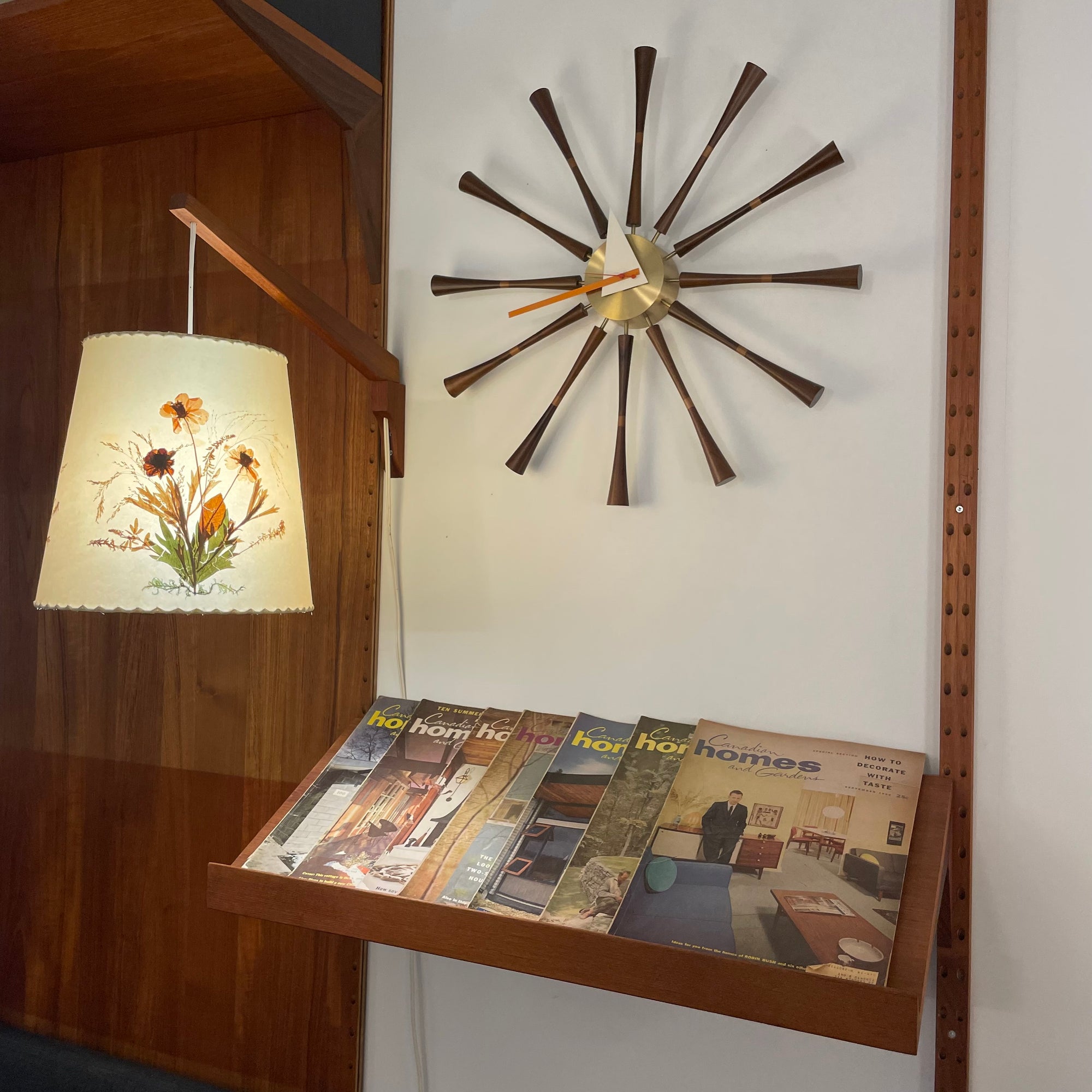 Teak Pressed Flower Swing Lamp