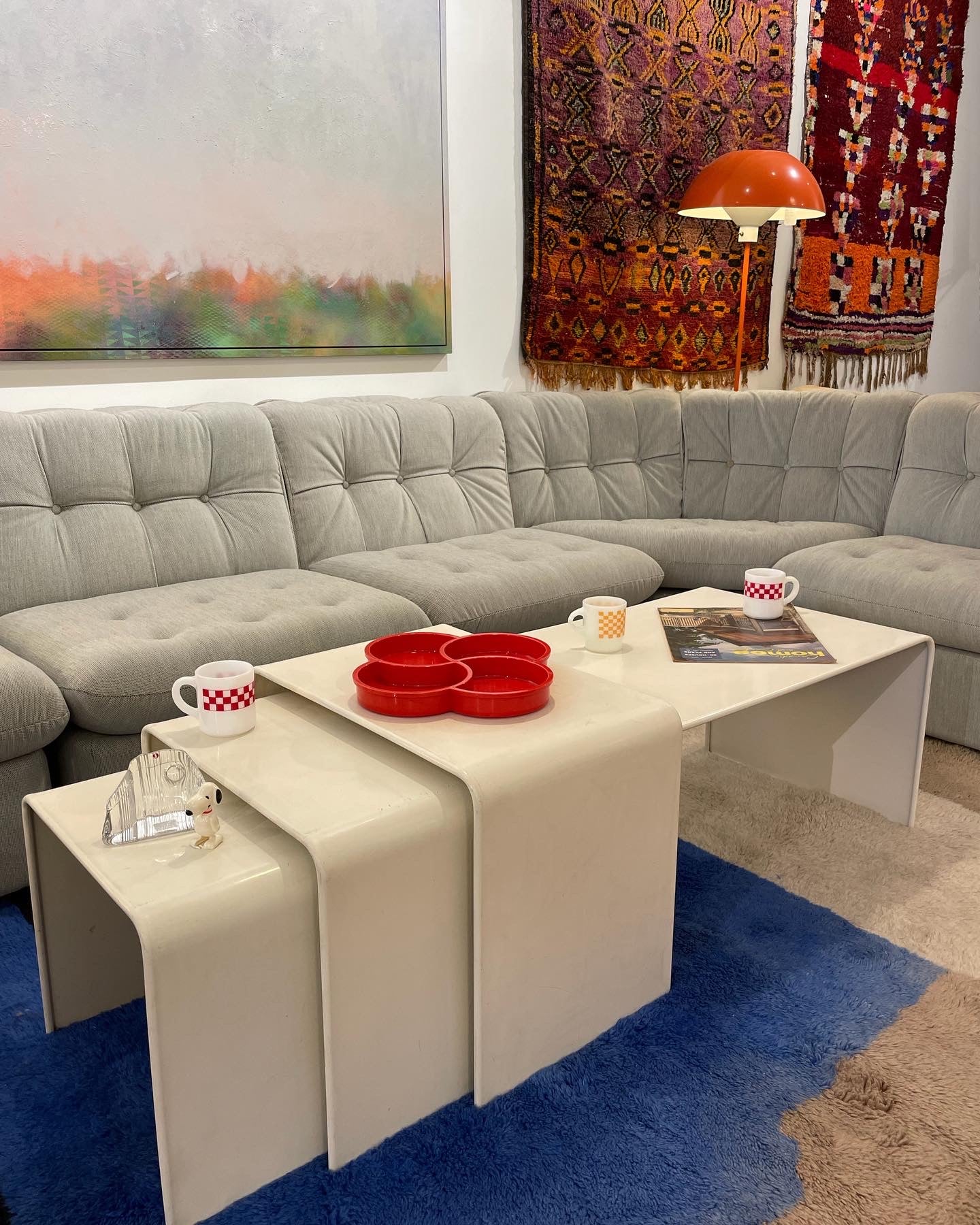 Modular Grey Velour Tufted Sectional